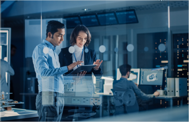 team working on design